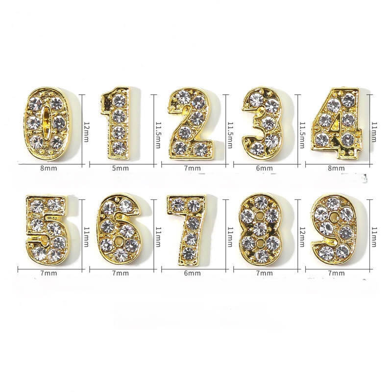 Nail Art Rhinestone Gold Number 10pcs/bag - Premier Nail Supply 