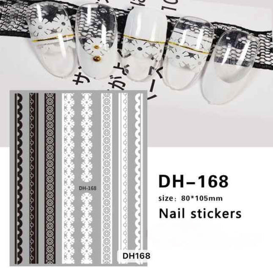 Nail Sticker Black and white Lace Strip - DH168