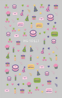 Nail Sticker Happy Birthday Cake and Hat #HG5D123