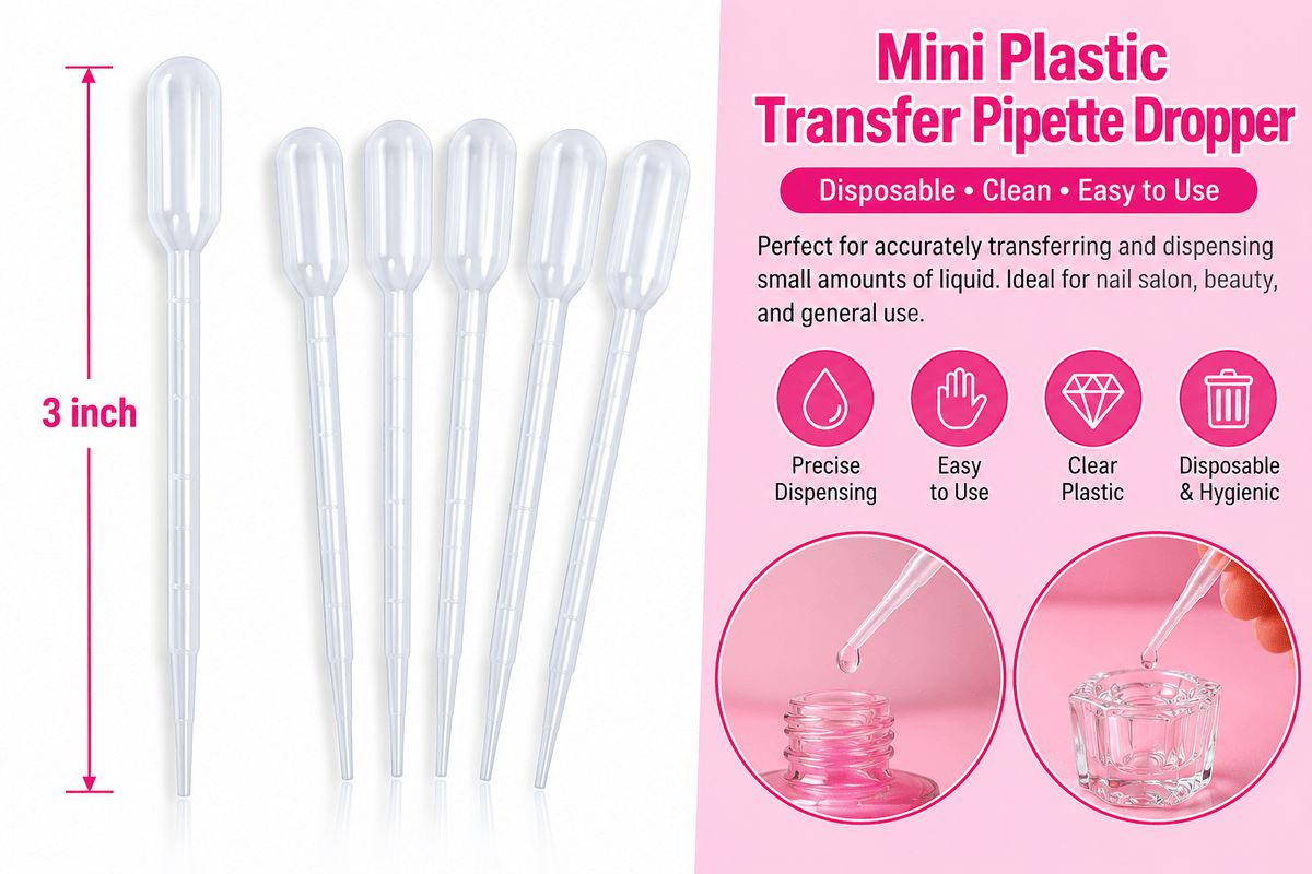 Clear Plastic Transfer Pipette Dropper – Disposable Liquid Dropper for Nail Salon & Beauty Use #8746