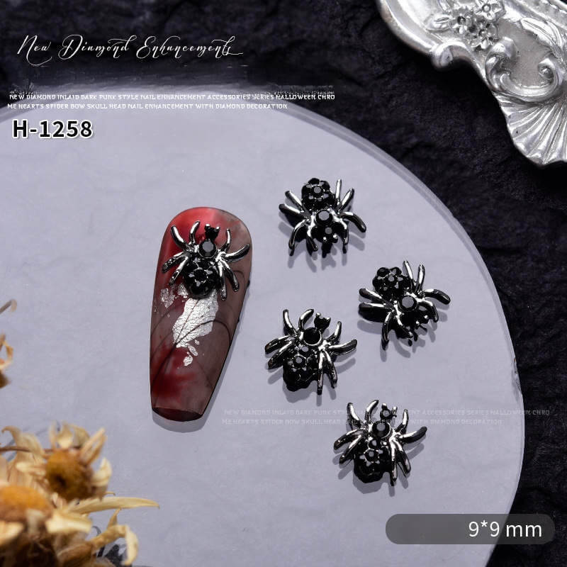 Nail Charm Halloween Spider with Black Diamond 10pcs/Bag - Premier Nail Supply 