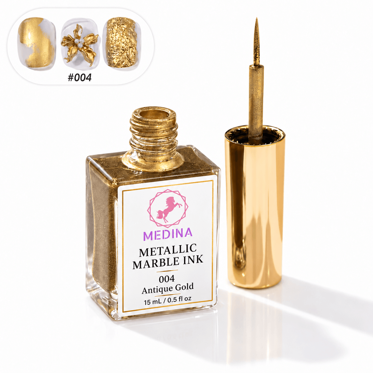 Medina 6-Color Marble Nail Art Ink Set | Metallic Blooming Ink