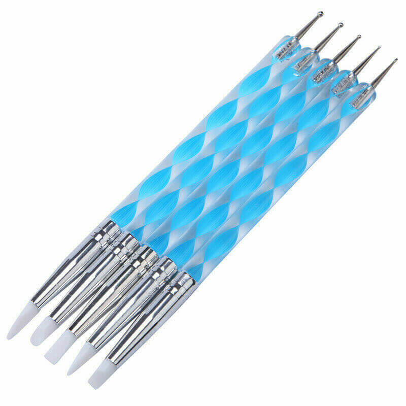 Nail Brush Doting & Silicon 5 pcs/set - Premier Nail Supply 