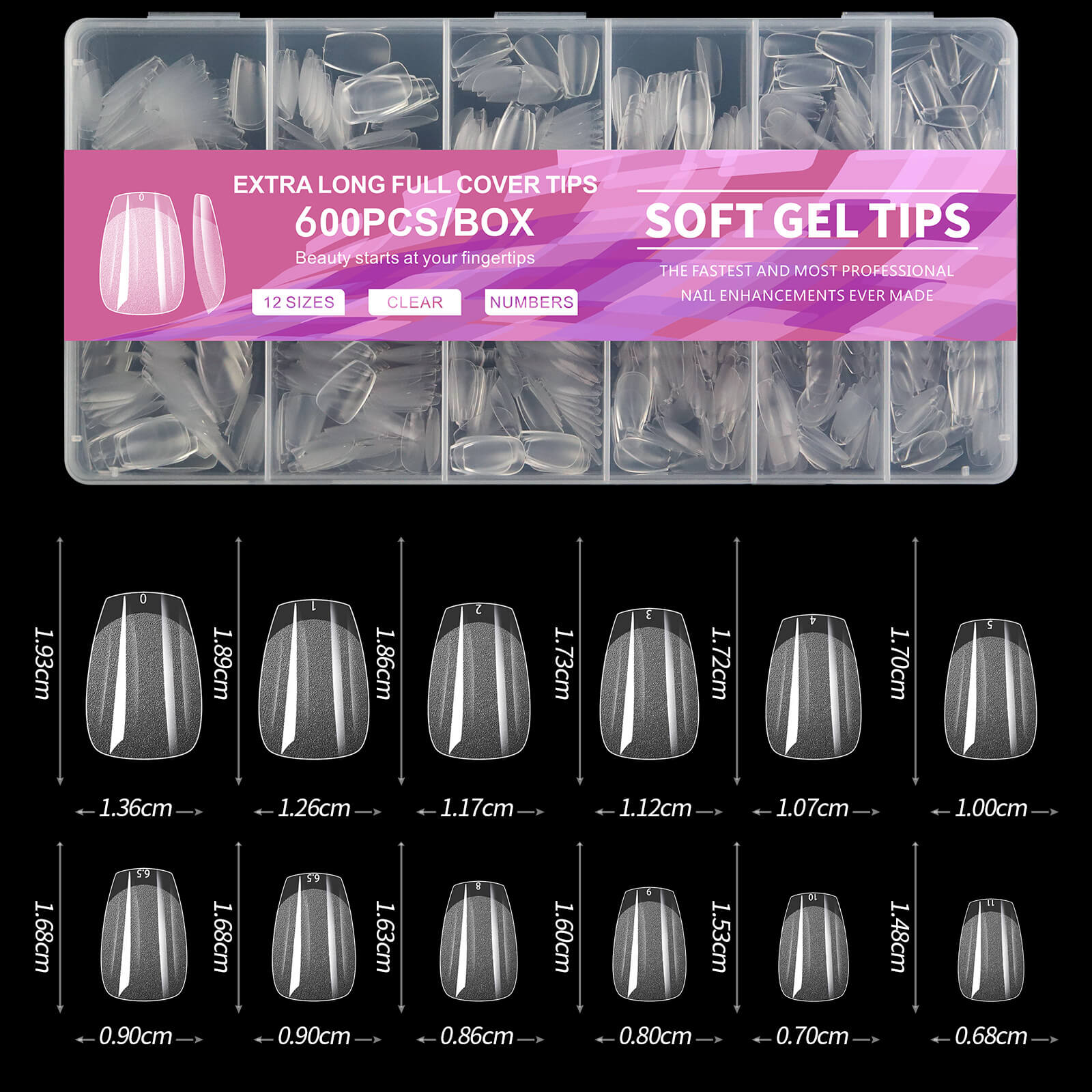 Gel Tip Coffin Short 600pcs/Box - Premier Nail Supply 