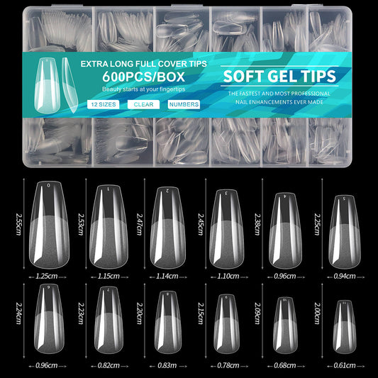 Gel Tip Coffin Long 600pcs/Box - Premier Nail Supply 