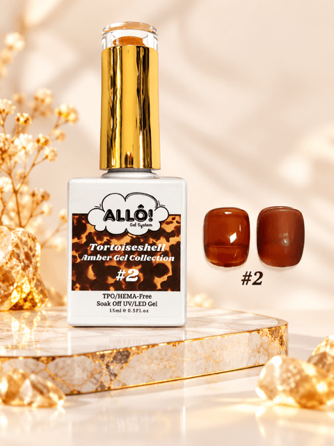 Allo Brand Tortoiseshell Amber Gel Collection – TPO-Free & HEMA-Free | Set & Individual Colors