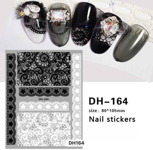 Nail Sticker Lace Black and White - DH164