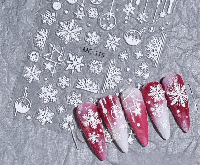 Nail Sticker 5D White Snowflake MO115 - Premier Nail Supply 