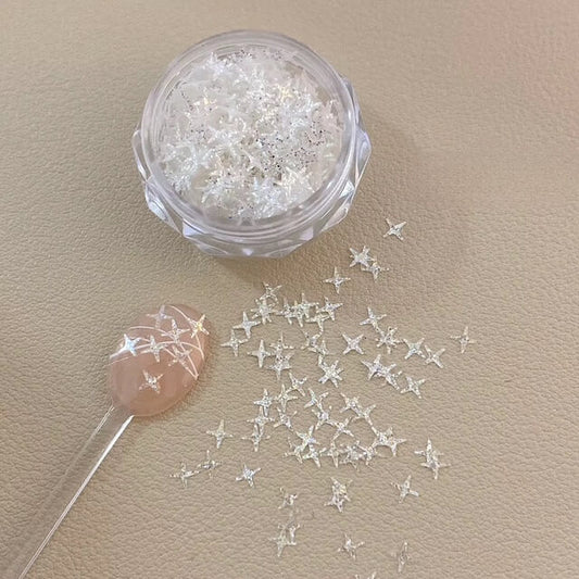 Nail Charm Glitter Cross Star Sequins White #6842