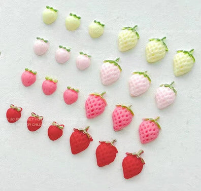 Nail Charm 3D Large Strawberry Fruit 4pcs/Bag