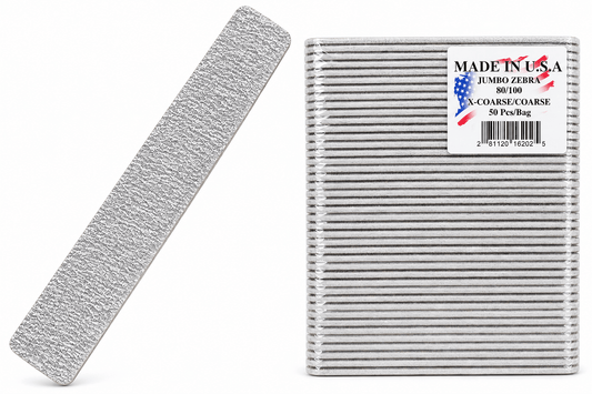 Jas - Zebra Nail File 80/100 Grit – Professional Coarse Nail File – Made in USA # 2811-22