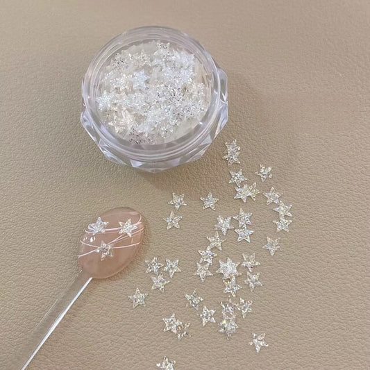 Nail Charm Glitter Star Sequins White #4522