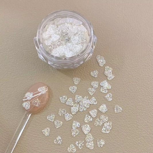 Nail Charm Glitter Heart Sequins White #9362