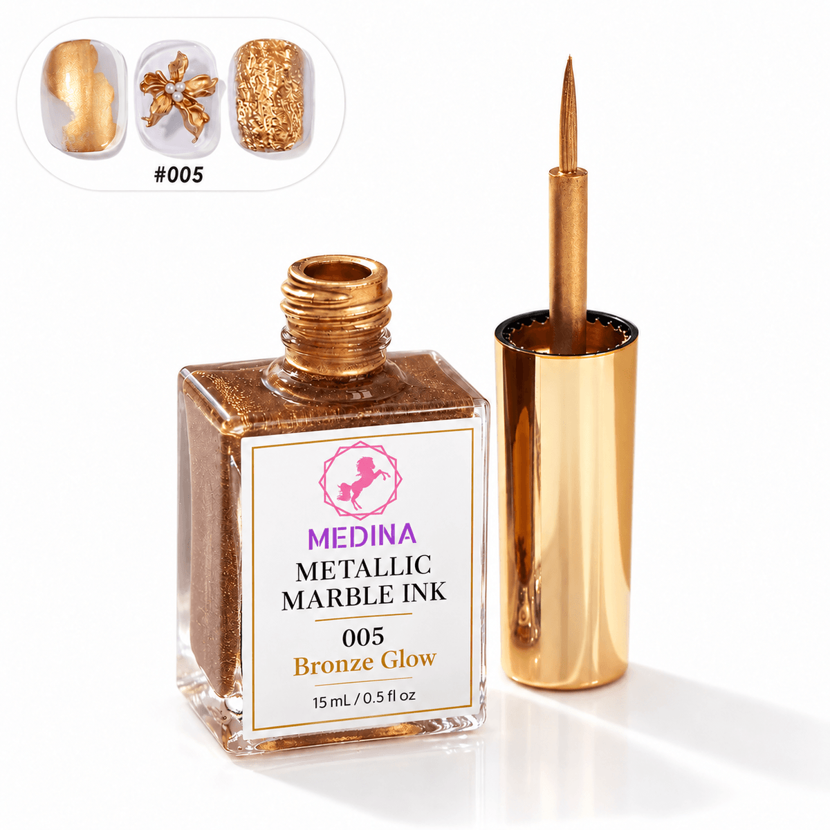 Medina 6-Color Marble Nail Art Ink Set | Metallic Blooming Ink