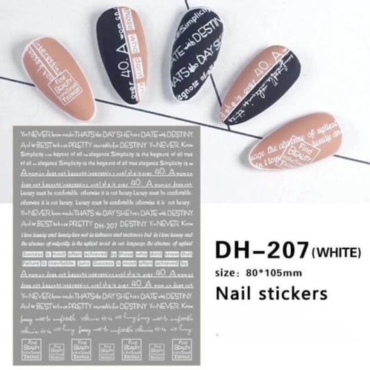 Nail Sticker White Word - DH207