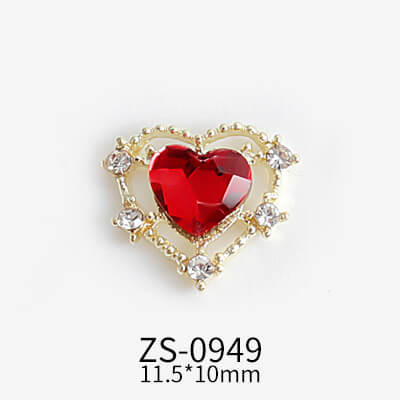 Nail Charm Rhinestone Heart ZS - 2pcs/Bag - Premier Nail Supply 