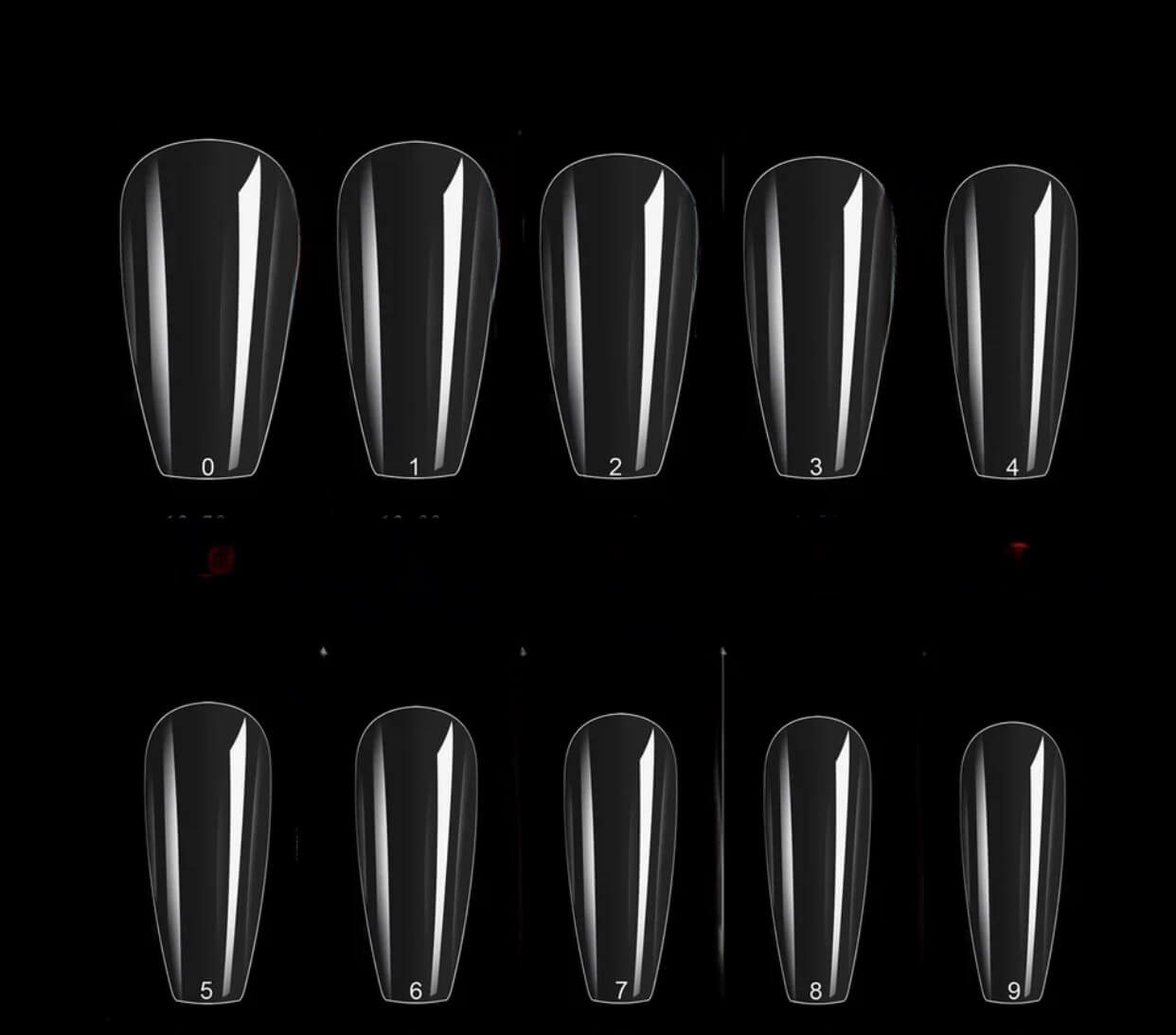 Sofi Art - Gel Tips Coffin Shot Clear 504pcs/size 0-9 - #470234 - Premier Nail Supply 