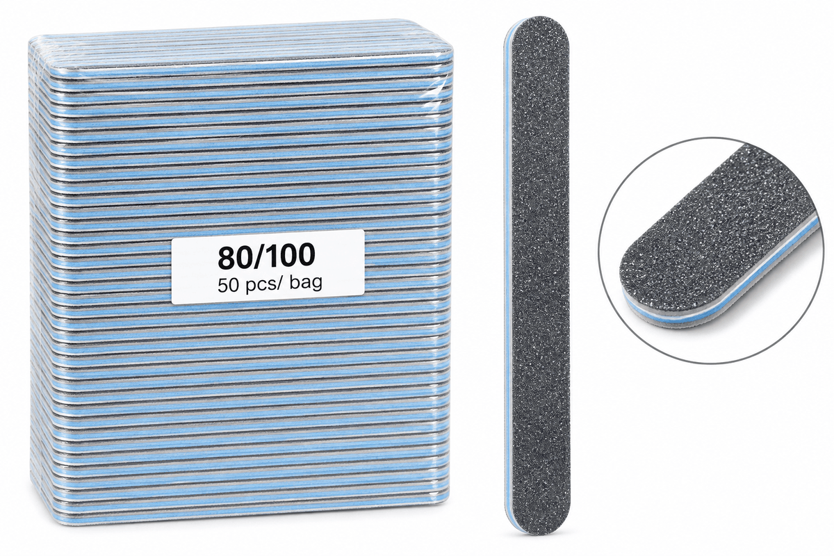 Medina -Professional 80/100 Grit Nail File – Double-Sided Acrylic & Gel Nail File – Coarse Salon Emery Board #8698-14