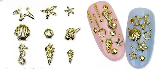 Nail Charm Ocean 3D Metal Beach Starfish Seashell 36pcs/Bag
