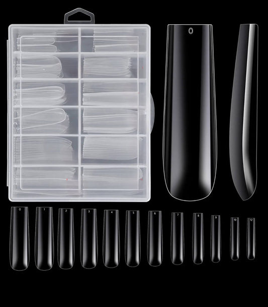 Sofi Art - Clear Square 2x Long Gel Nail Tip 240 pcs/size 0-11 - Premier Nail Supply 