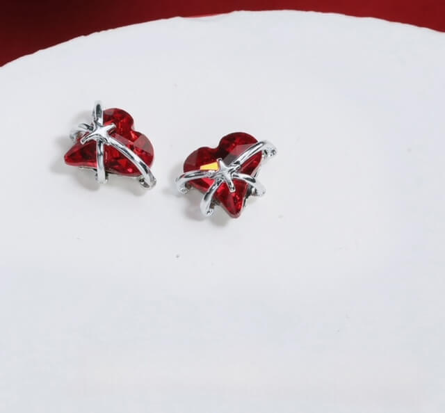 Nail Charm Red Heart Rhinestone 2Pcs/bag - Premier Nail Supply 