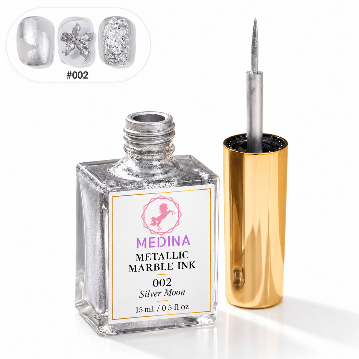 Medina 6-Color Marble Nail Art Ink Set | Metallic Blooming Ink