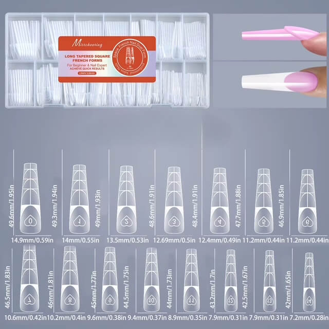 Nail Tip Poly Gel Form Extension Space French Coffin #4/1274-9