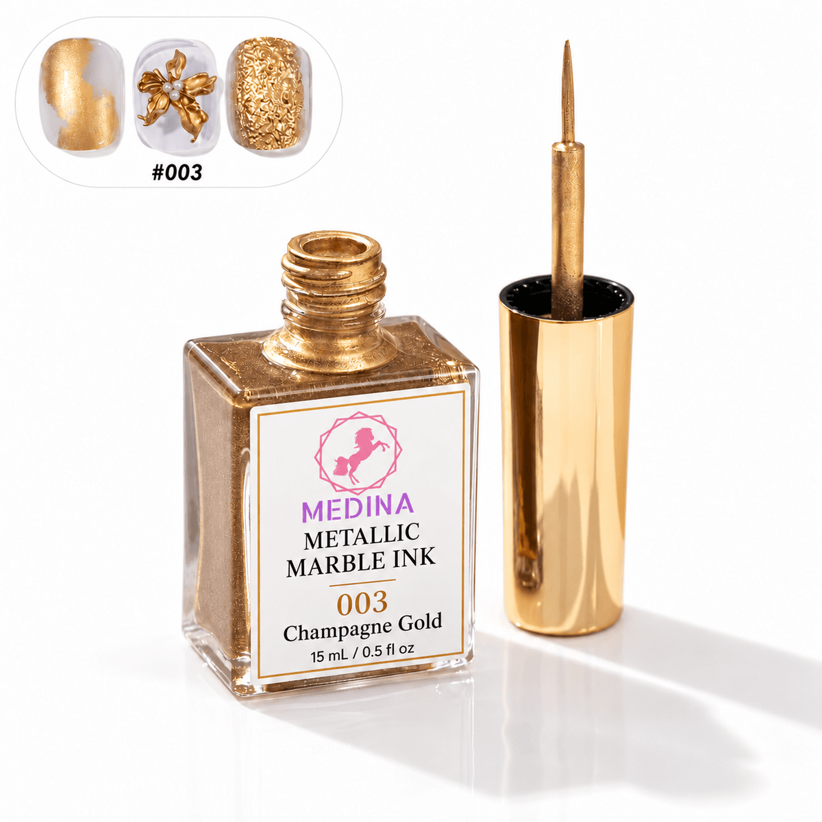 Medina 6-Color Marble Nail Art Ink Set | Metallic Blooming Ink