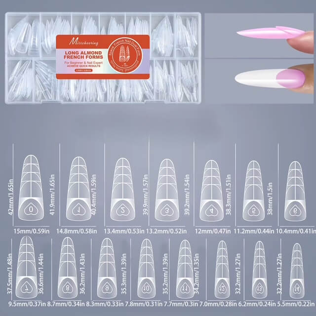 Nail Tip Poly Gel Form Extension Space French Almond #5/9882-9