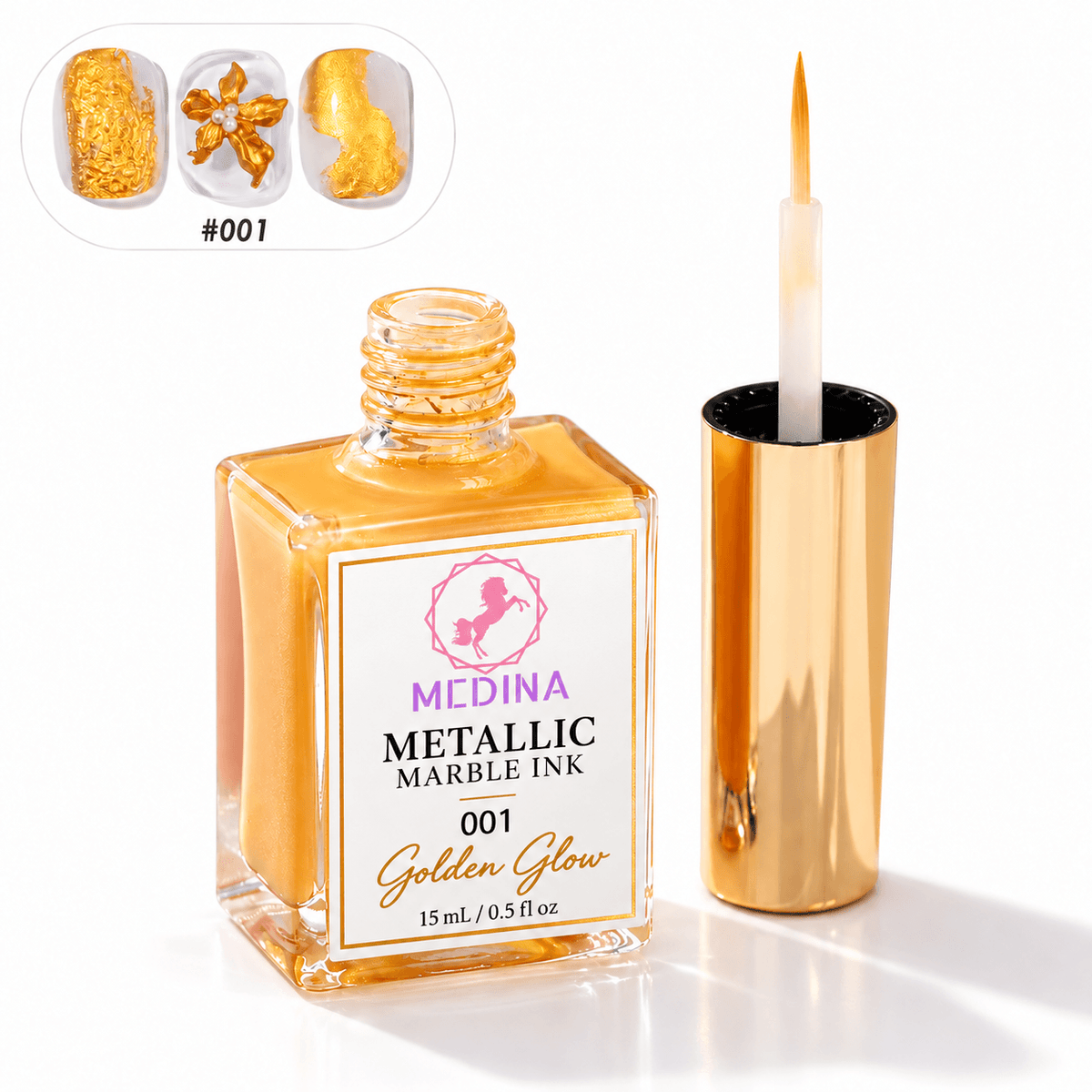 Medina 6-Color Marble Nail Art Ink Set | Metallic Blooming Ink