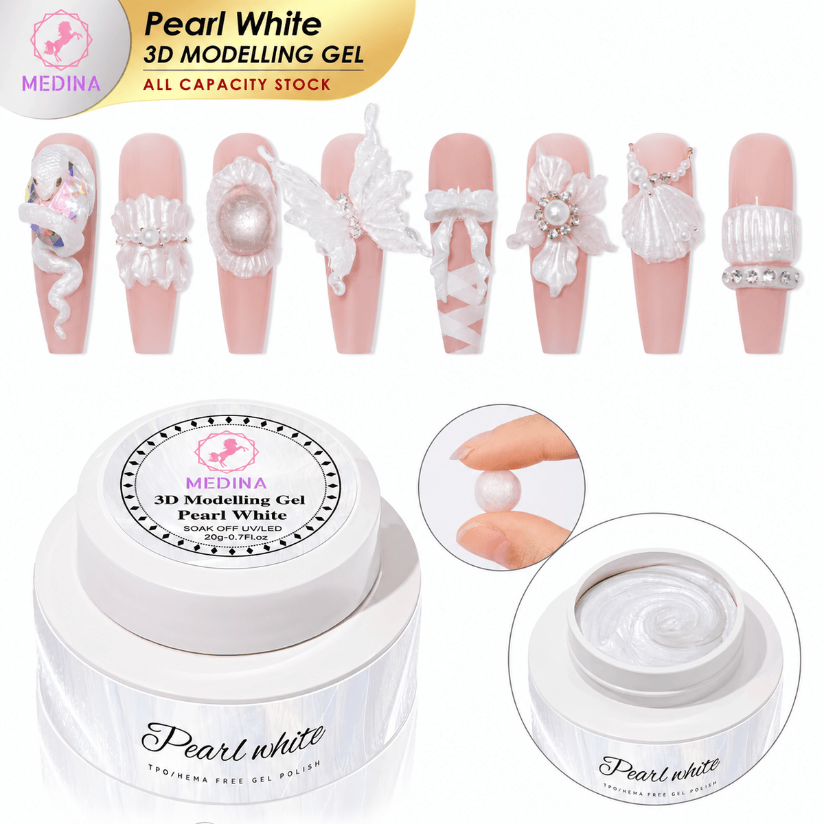 Medina 3D Pearl White Modeling Gel – Sculpting