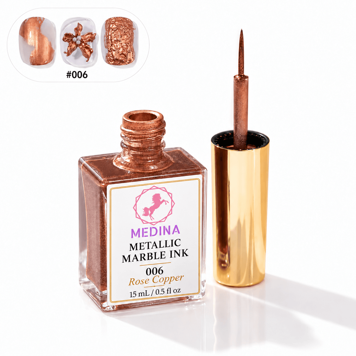 Medina 6-Color Marble Nail Art Ink Set | Metallic Blooming Ink