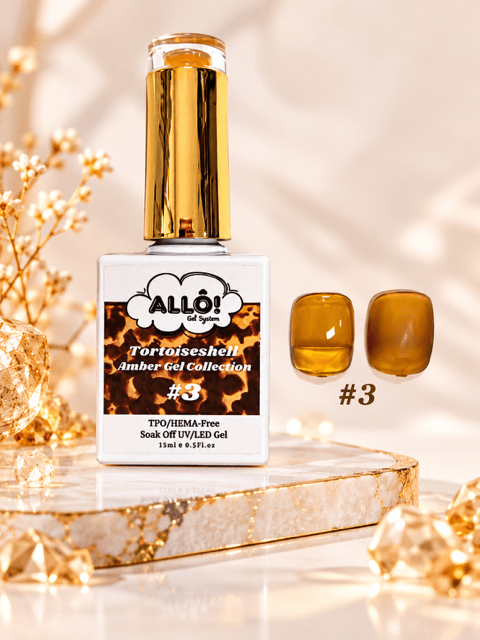 Allo Brand Tortoiseshell Amber Gel Collection – TPO-Free & HEMA-Free | Set & Individual Colors