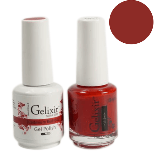 Gelixir Gel Polish & Nail Lacquer Duo Cadmium Red - #42 - Premier Nail Supply 