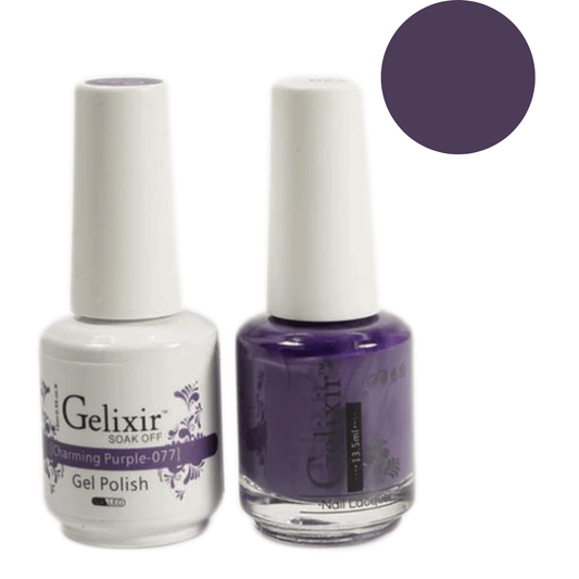 Gelixir Gel Polish & Nail Lacquer Duo Charming Purple - #77 - Premier Nail Supply 
