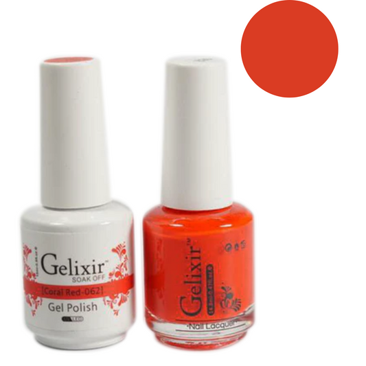 Gelixir Gel Polish & Nail Lacquer Duo Coral Red - #62 - Premier Nail Supply 