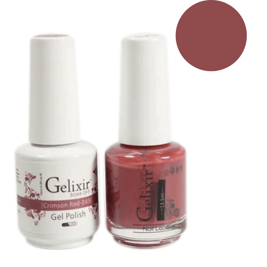 Gelixir Gel Polish & Nail Lacquer Duo Crimson Red - #49 - Premier Nail Supply 