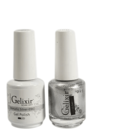 Gelixir Gel Polish & Nail Lacquer Duo Metallic Silver - #96 - Premier Nail Supply 