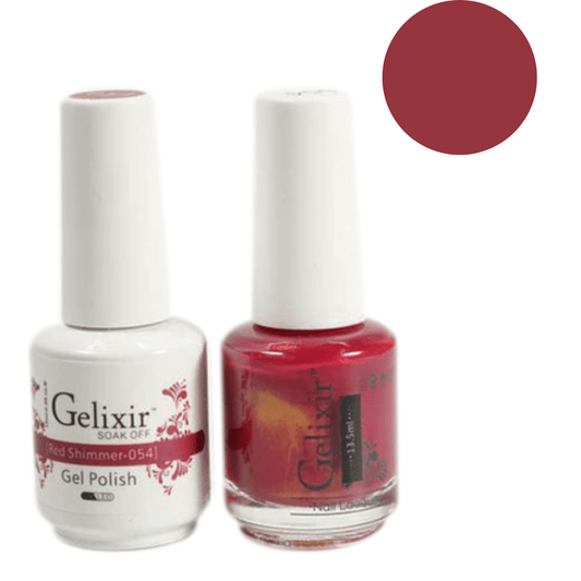 Gelixir Gel Polish & Nail Lacquer Duo Red Shimmer - #54 - Premier Nail Supply 