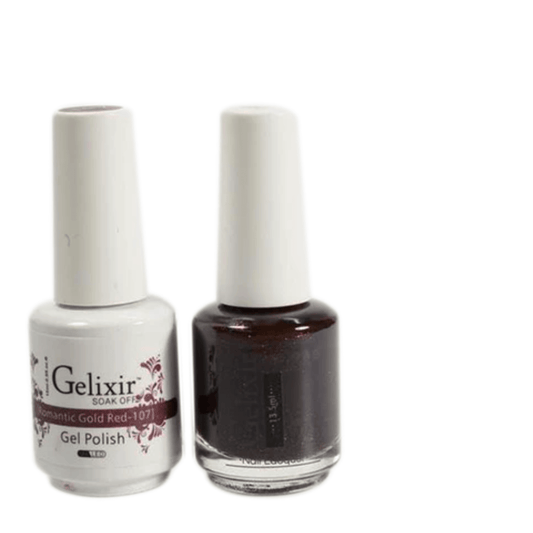 Gelixir Gel Polish & Nail Lacquer Duo Romantic Gold Red - #107 - Premier Nail Supply 