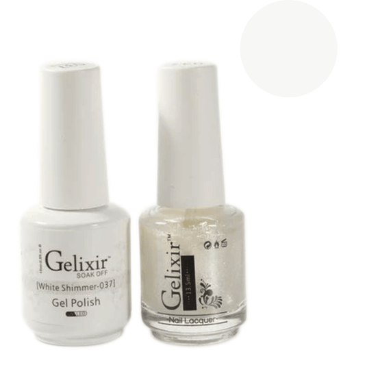 Gelixir Gel Polish & Nail Lacquer Duo White Shimmer - #37 - Premier Nail Supply 