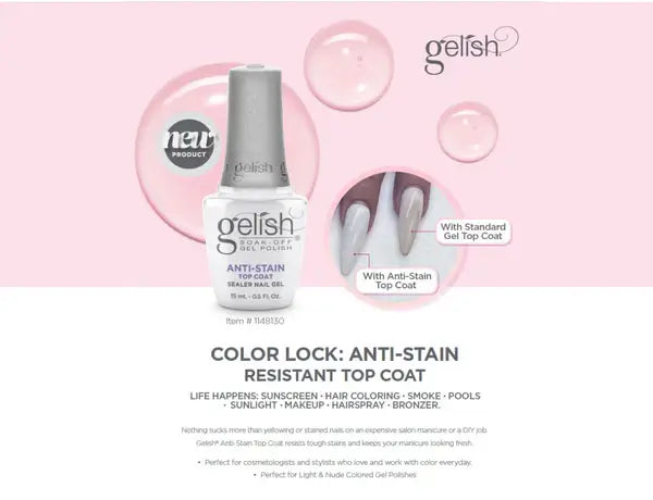 Gelish Anti-Stain Soak-Off Gel Top Coat, 15ml