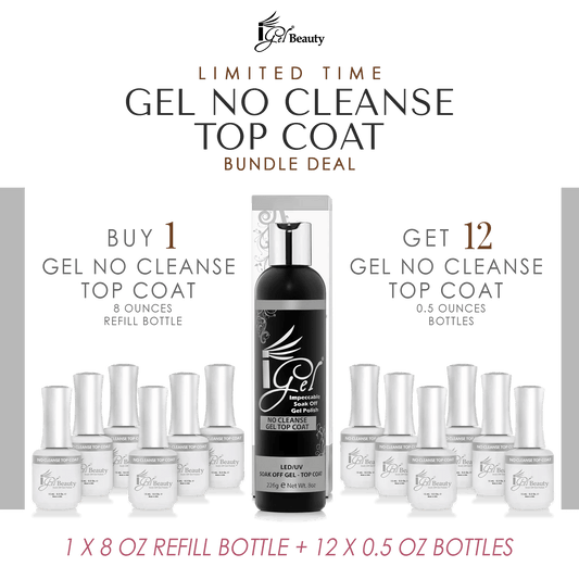 IGEL Gel Topcoat No Cleanse Refill 8 oz & 12 Bottle 0.5 oz - Premier Nail Supply 