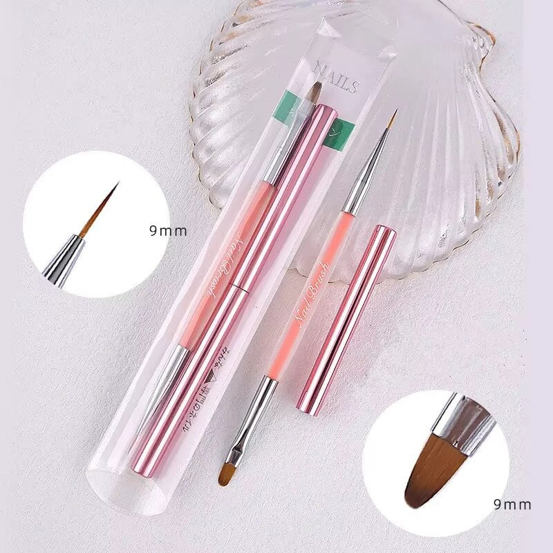 Dual-Ended French Gel & Liner Nail Art Brush – Professional Nail Design Brush #2252-6