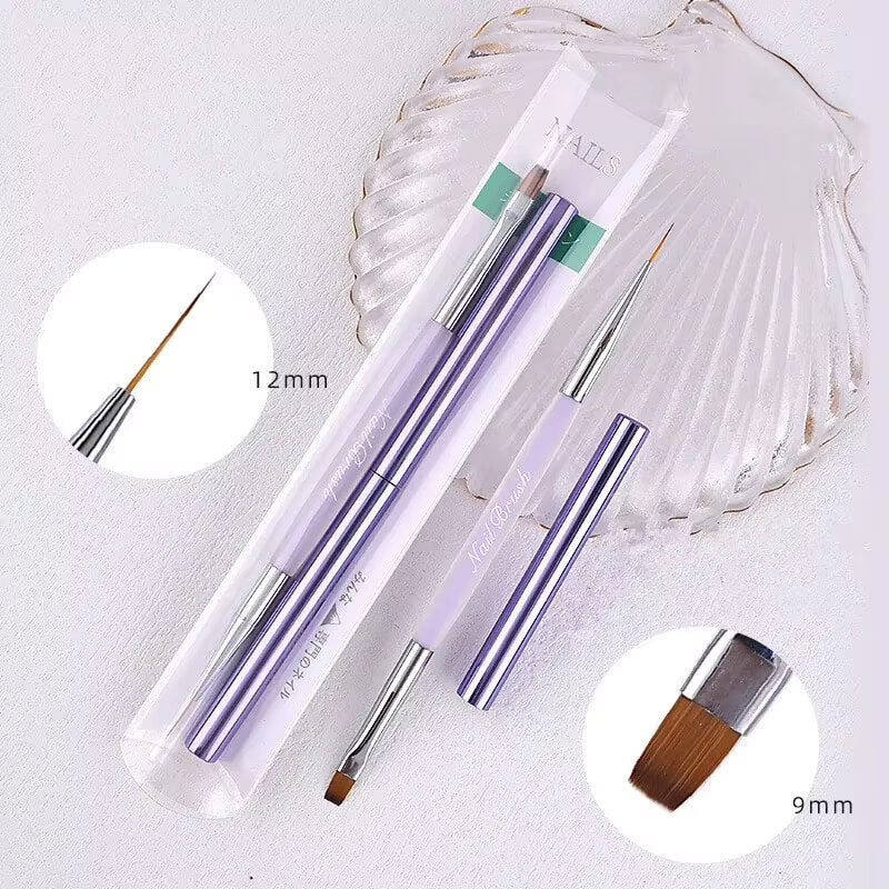 Dual-Ended Builder Gel & Liner Nail Brush – Professional Gel Nail Art Brush #6862-6