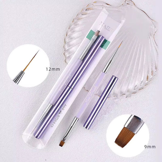 Dual-Ended Builder Gel & Liner Nail Brush – Professional Gel Nail Art Brush #6862-6