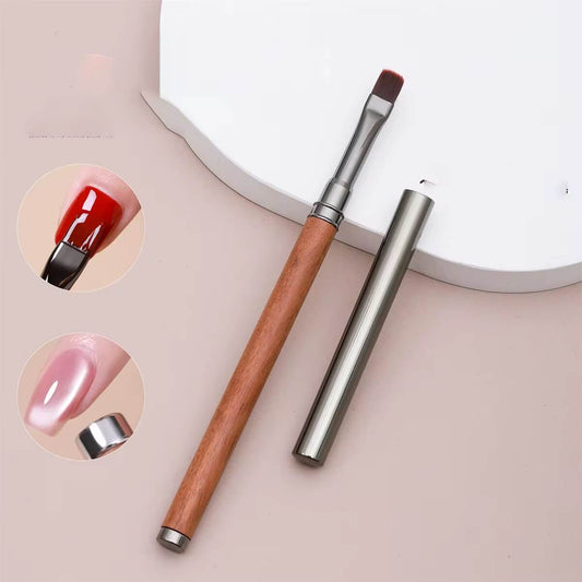 Nail Brush Dual French Wood Handle with Magnet