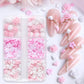 Nail Charm Pink Heart Design with Rose Flowers