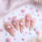 Nail Charm Pink Heart Design with Rose Flowers