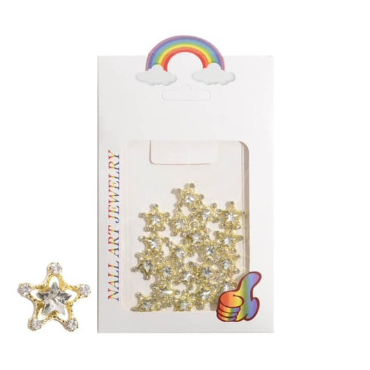 Nail Rhinestone Gold Crytal White Star Nail Charm 20pcs/bag - Premier Nail Supply 